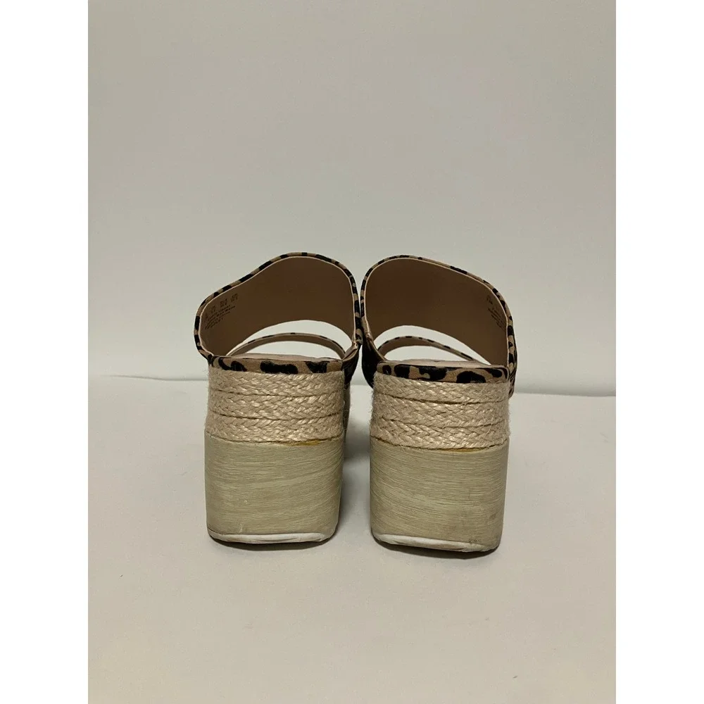 Fergalicious Womens Leopard Print Platform Wedge Sandals 9.5 Leopard Espadrille